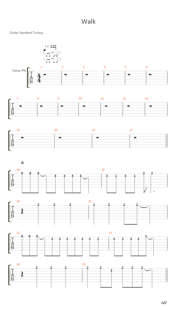 Walk吉他谱