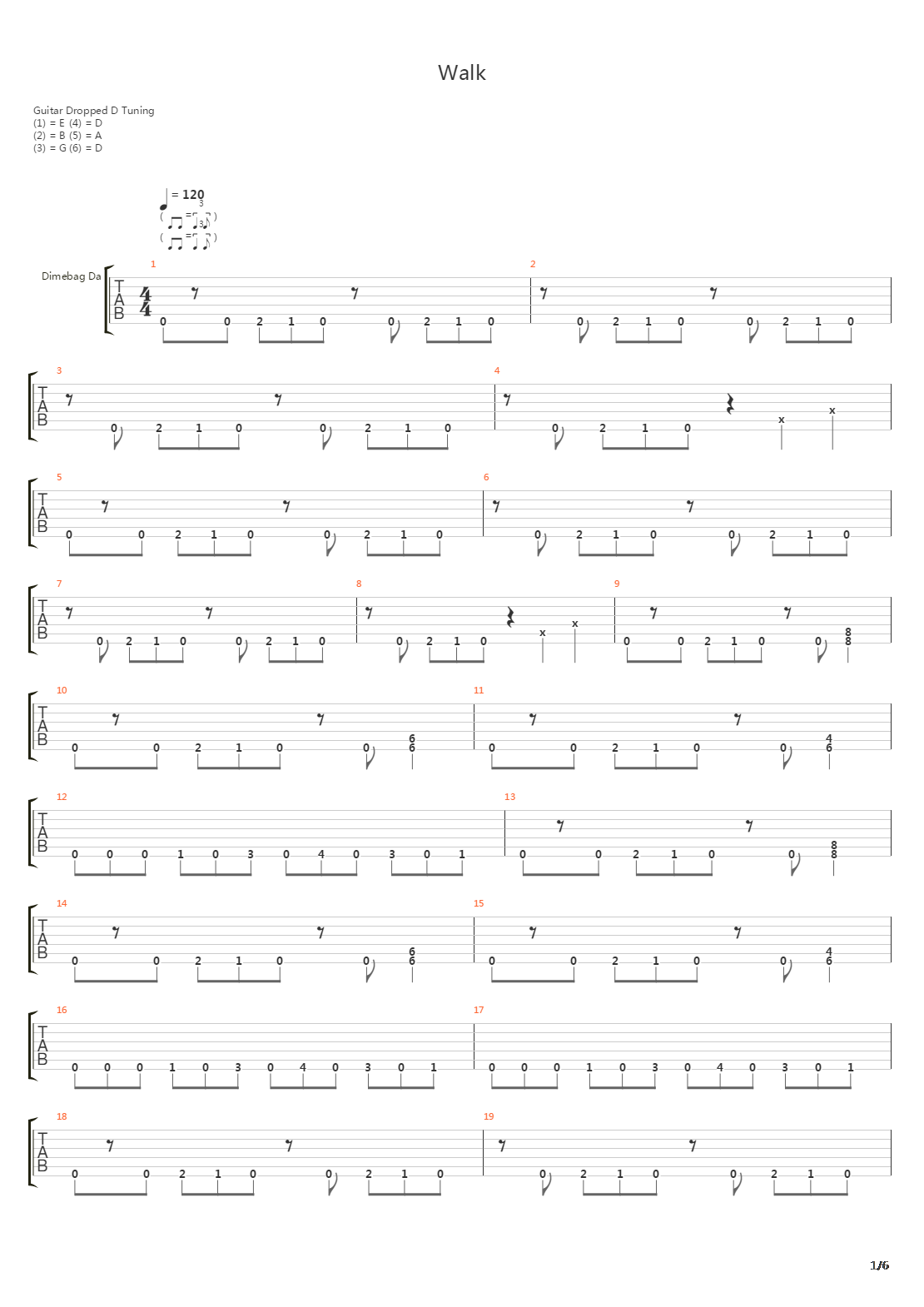 Walk吉他谱