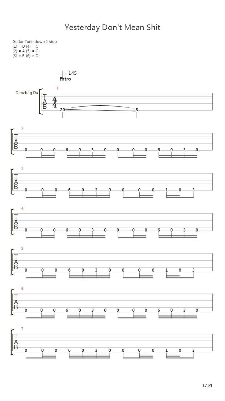 Yesterday Dont Mean Shit吉他谱
