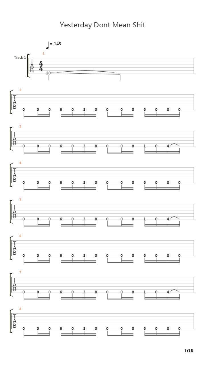 Yesterday Dont Mean Shit吉他谱