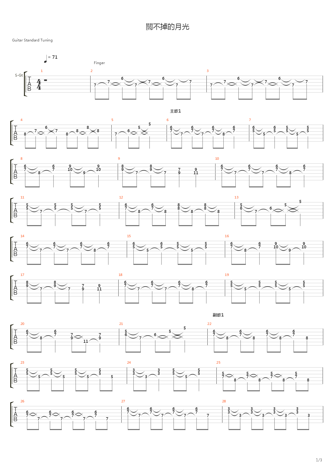 关不掉的月光吉他谱