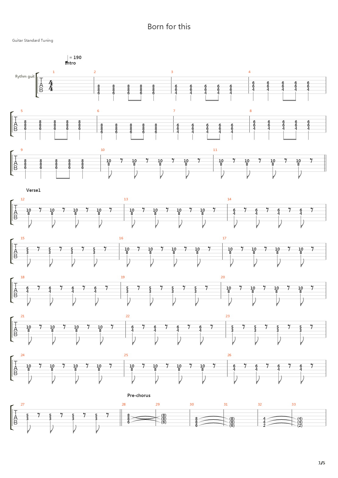 Born For This吉他谱