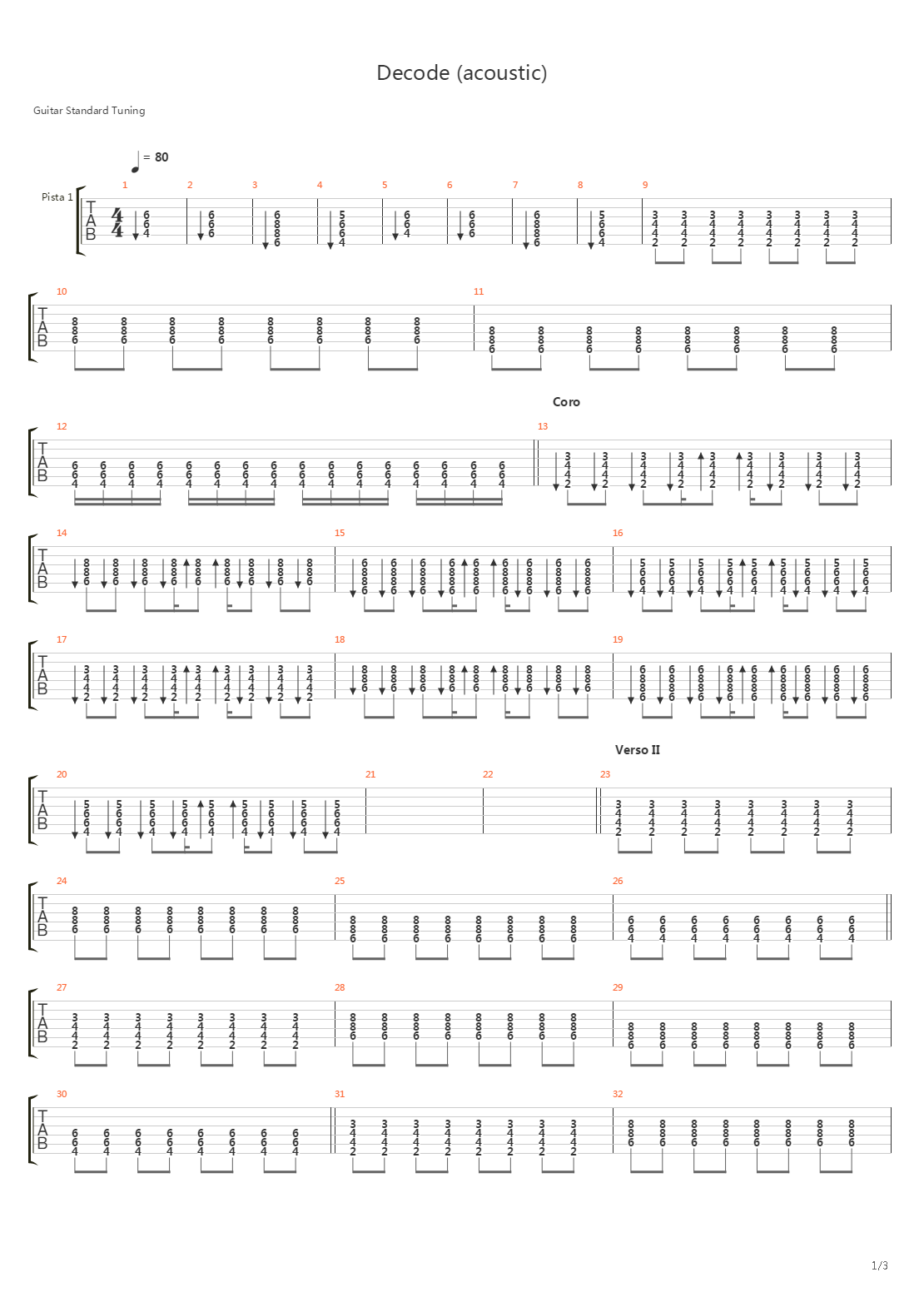 Decode吉他谱