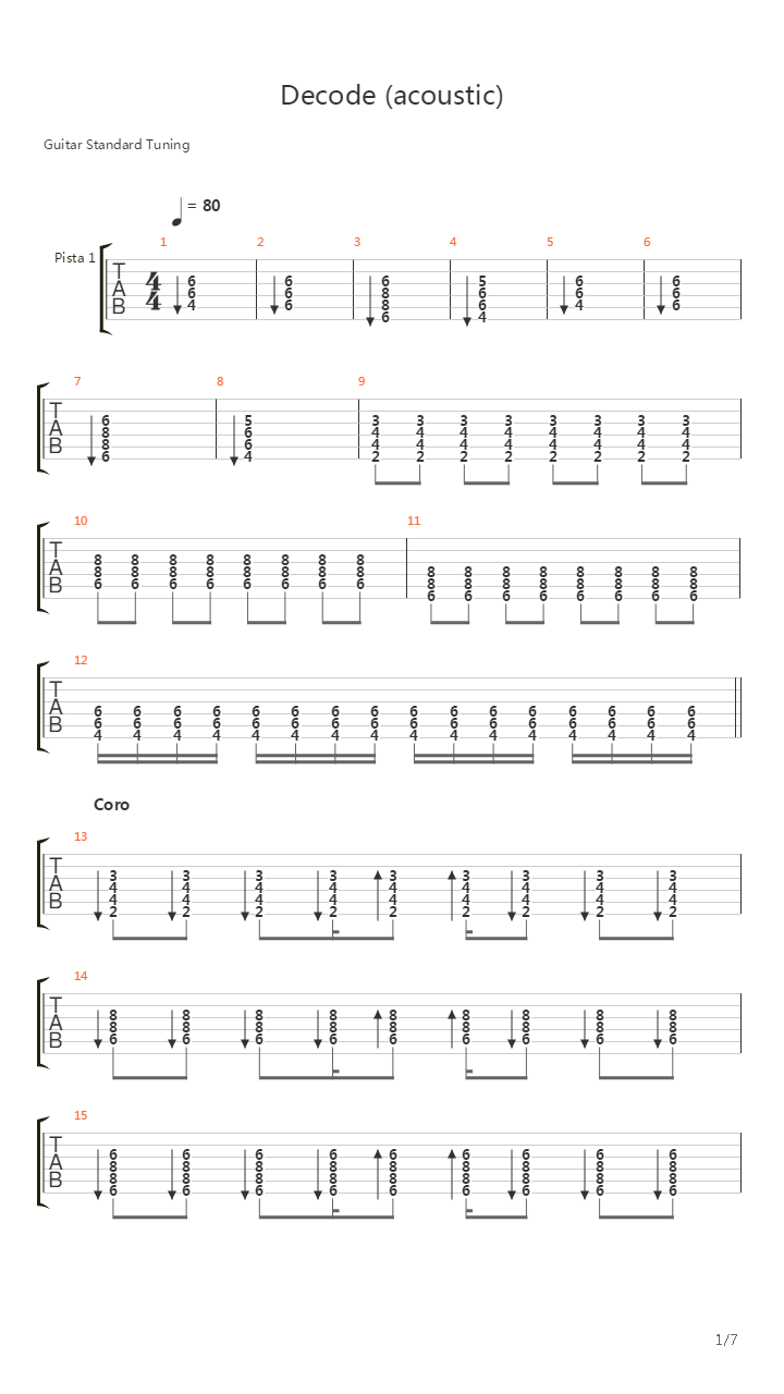 Decode吉他谱