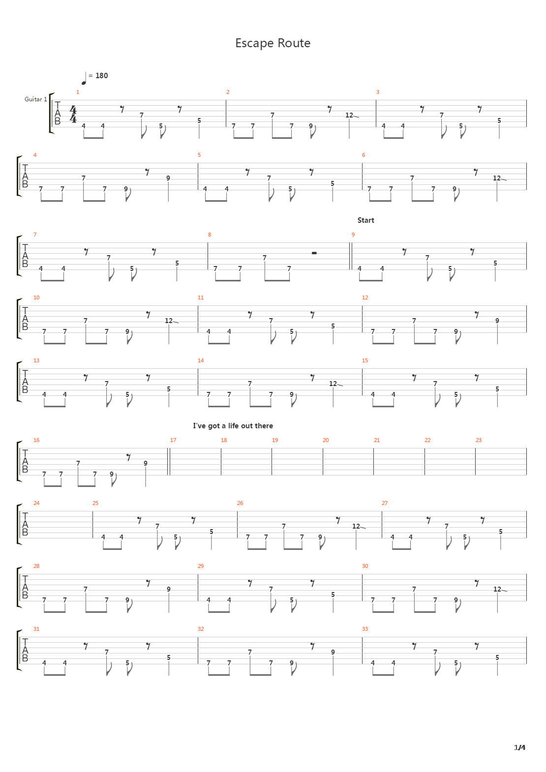 Escape Route吉他谱