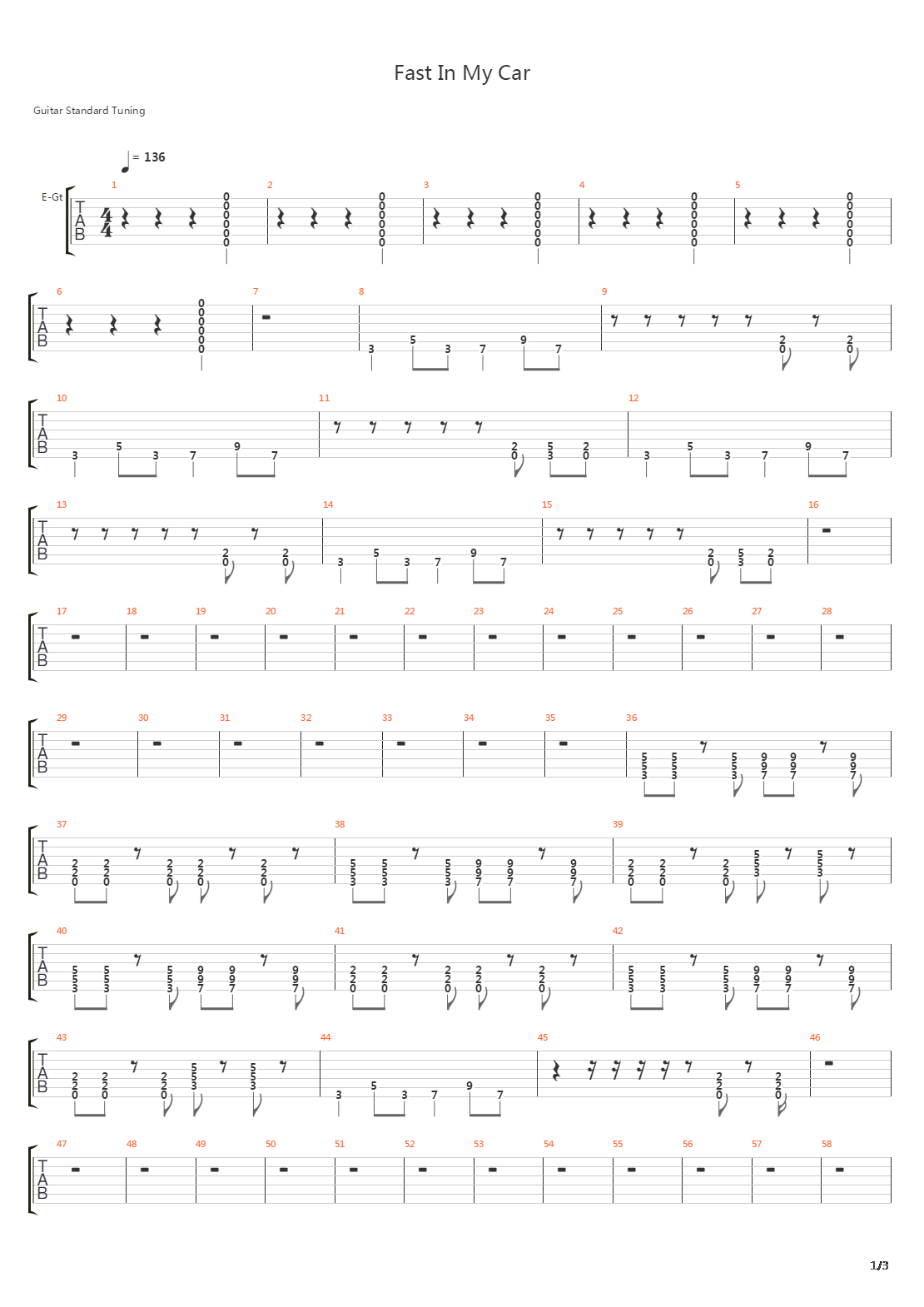 Fast In My Car吉他谱