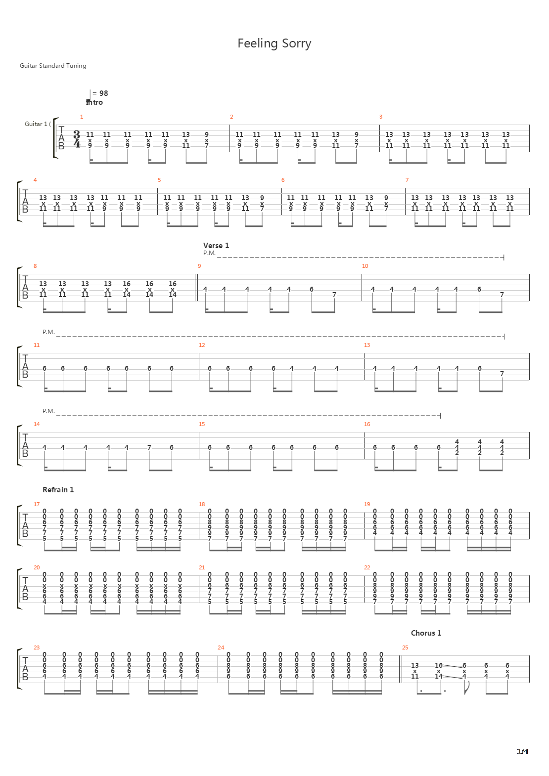 Feeling Sorry吉他谱
