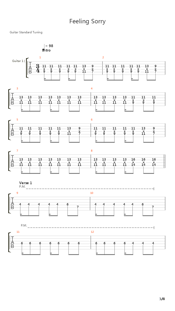 Feeling Sorry吉他谱