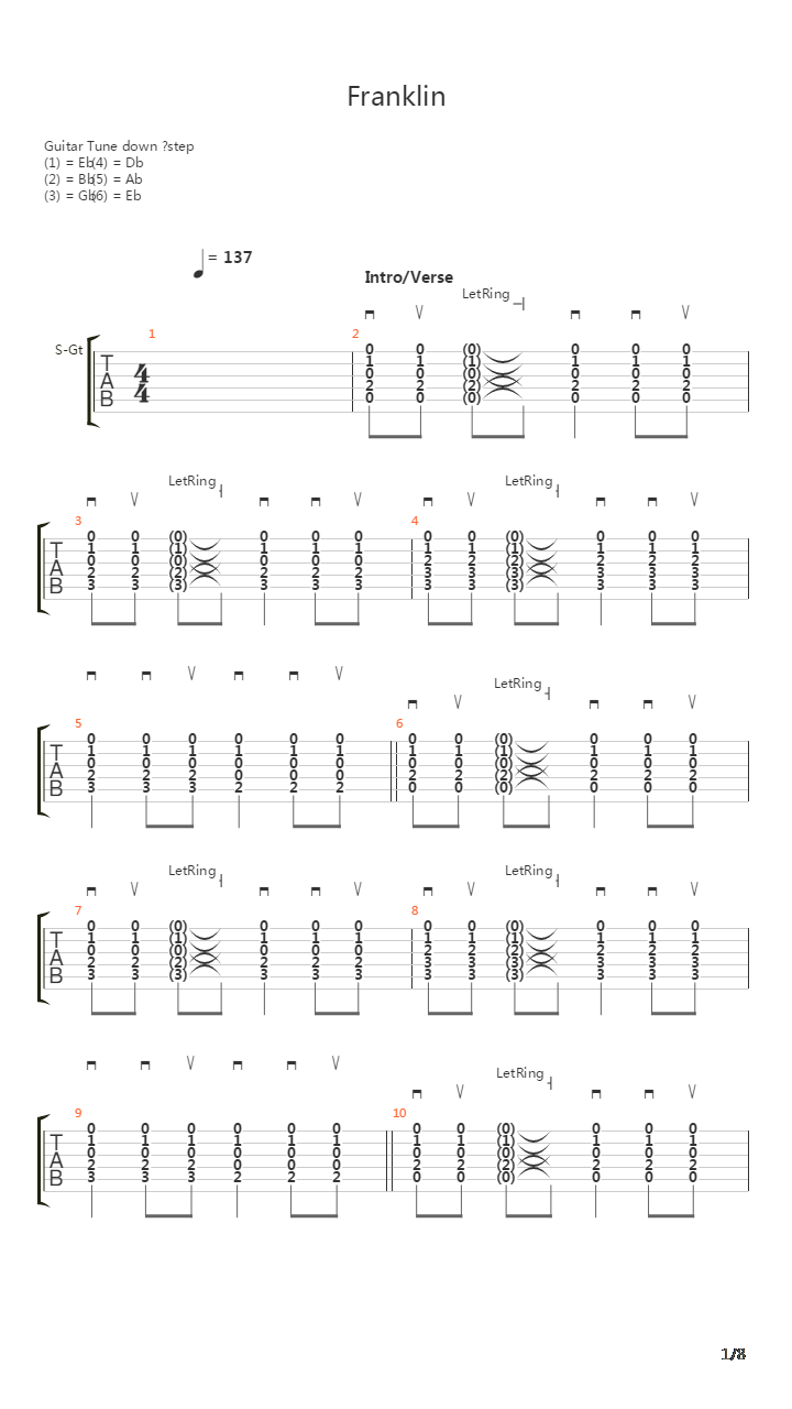 Franklin吉他谱