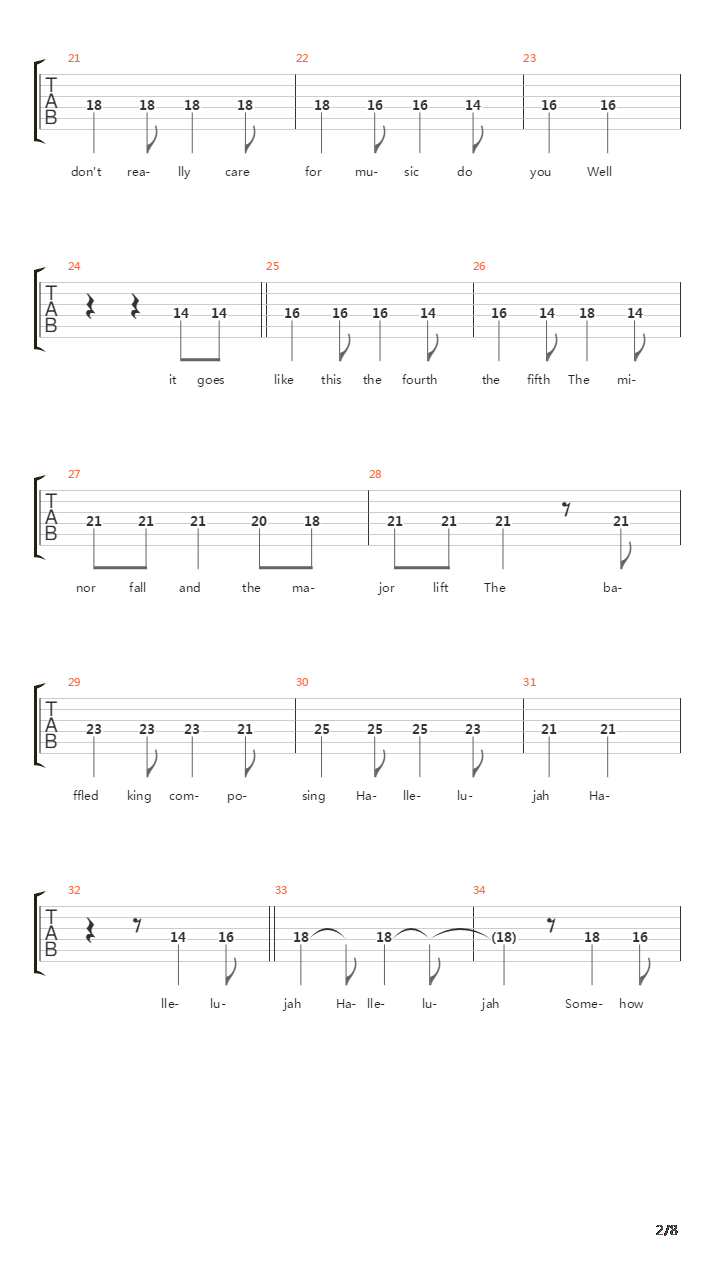 Hallelujah吉他谱