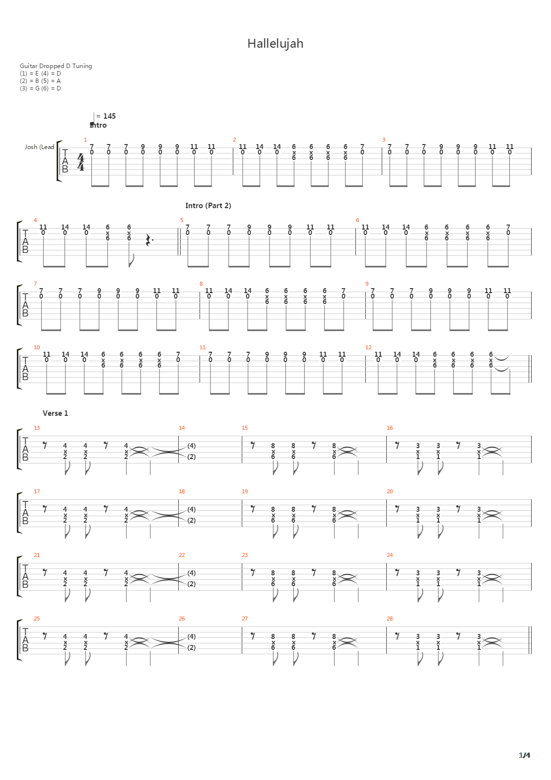 Hallelujah吉他谱