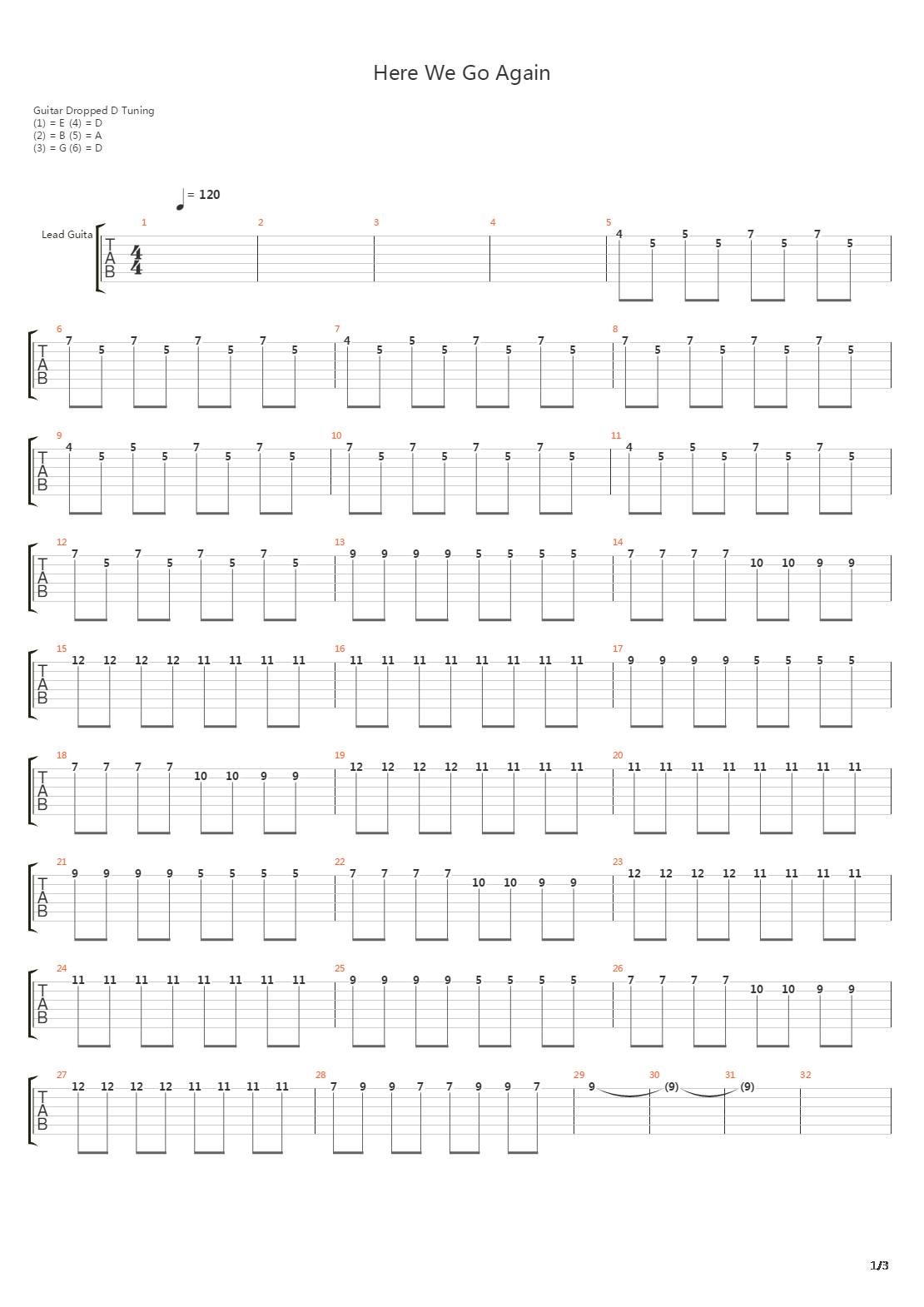 Here We Go Again吉他谱