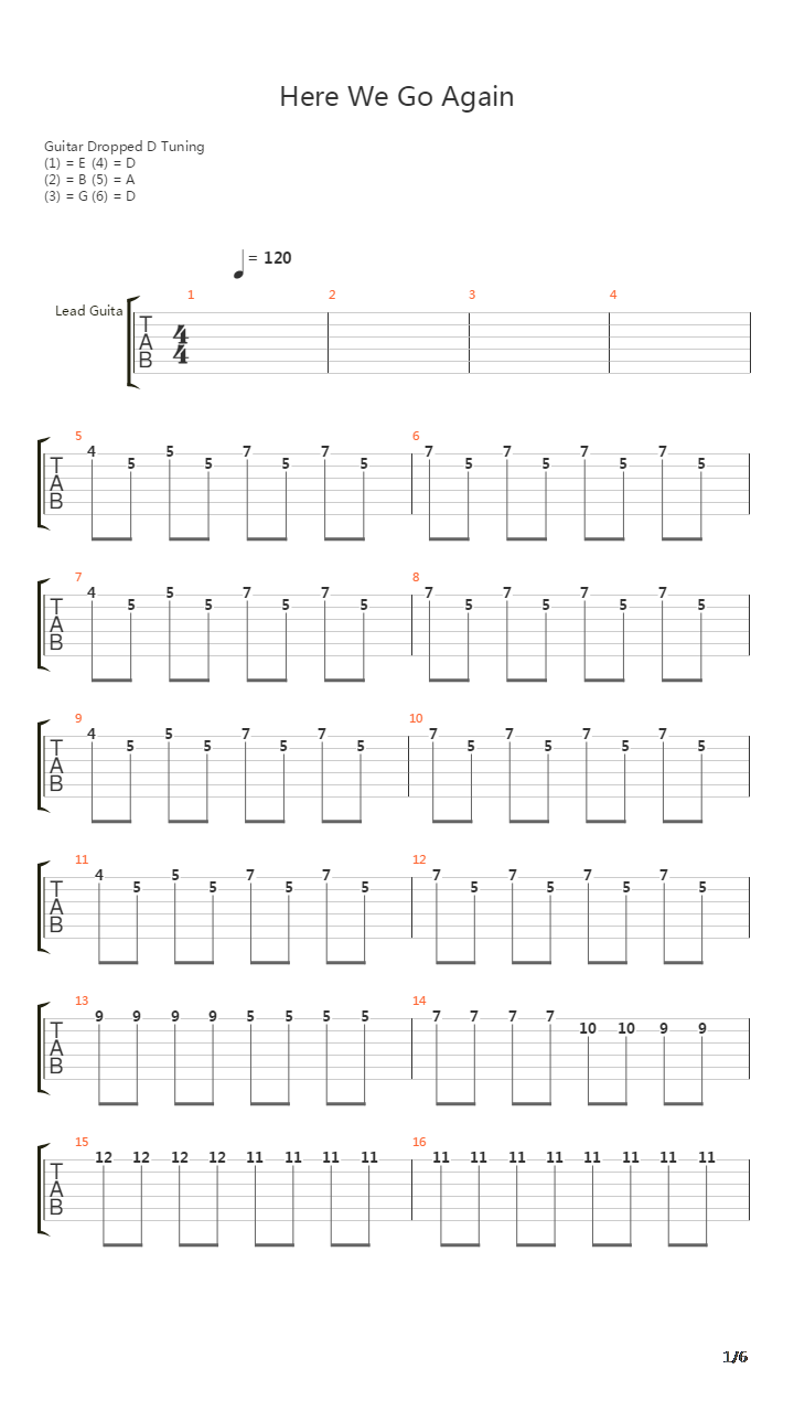 Here We Go Again吉他谱