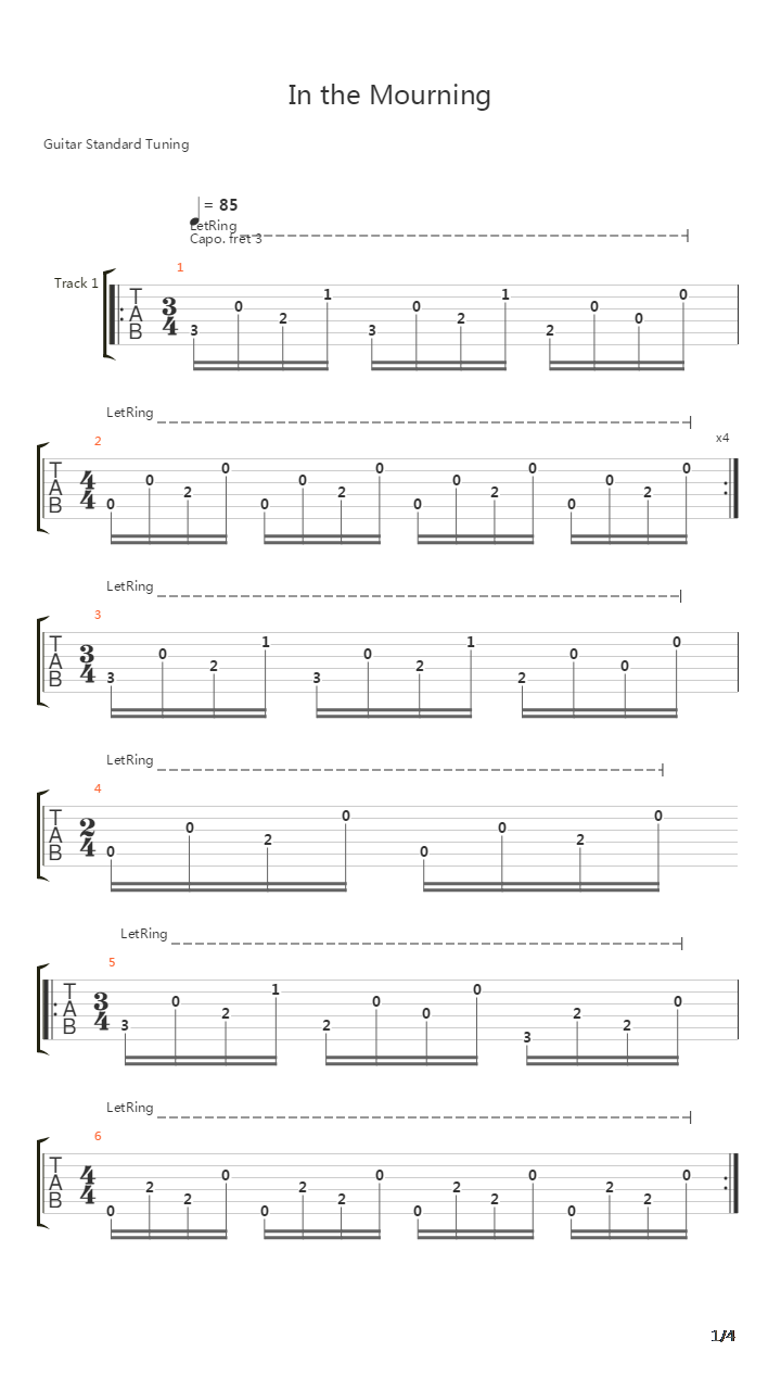 In The Mourning吉他谱