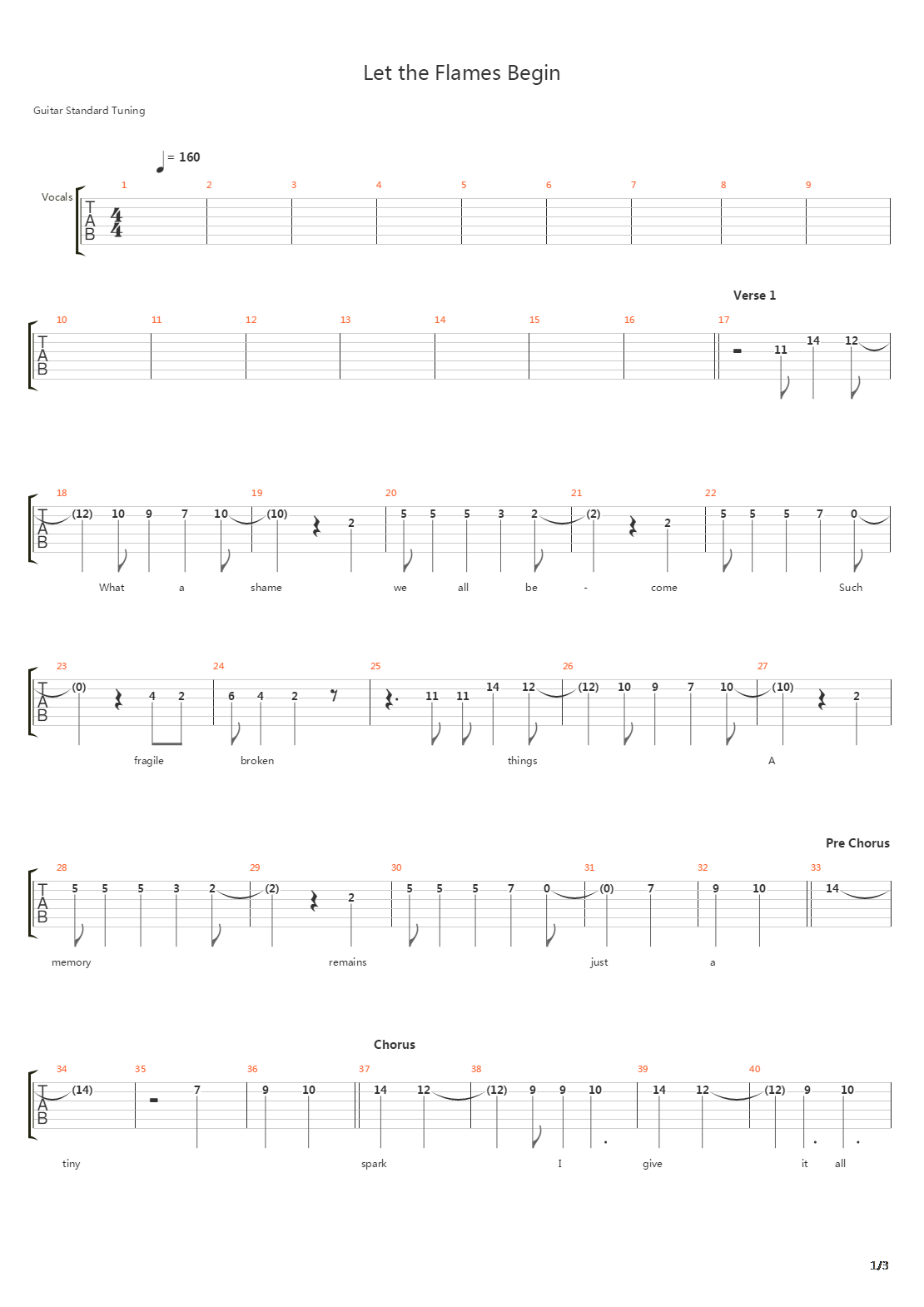 Let The Flames Begin吉他谱