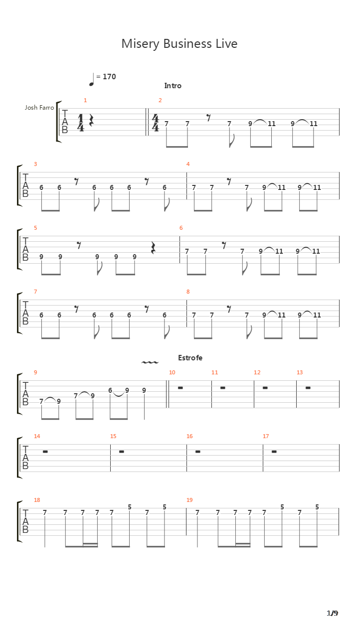 Misery Business吉他谱