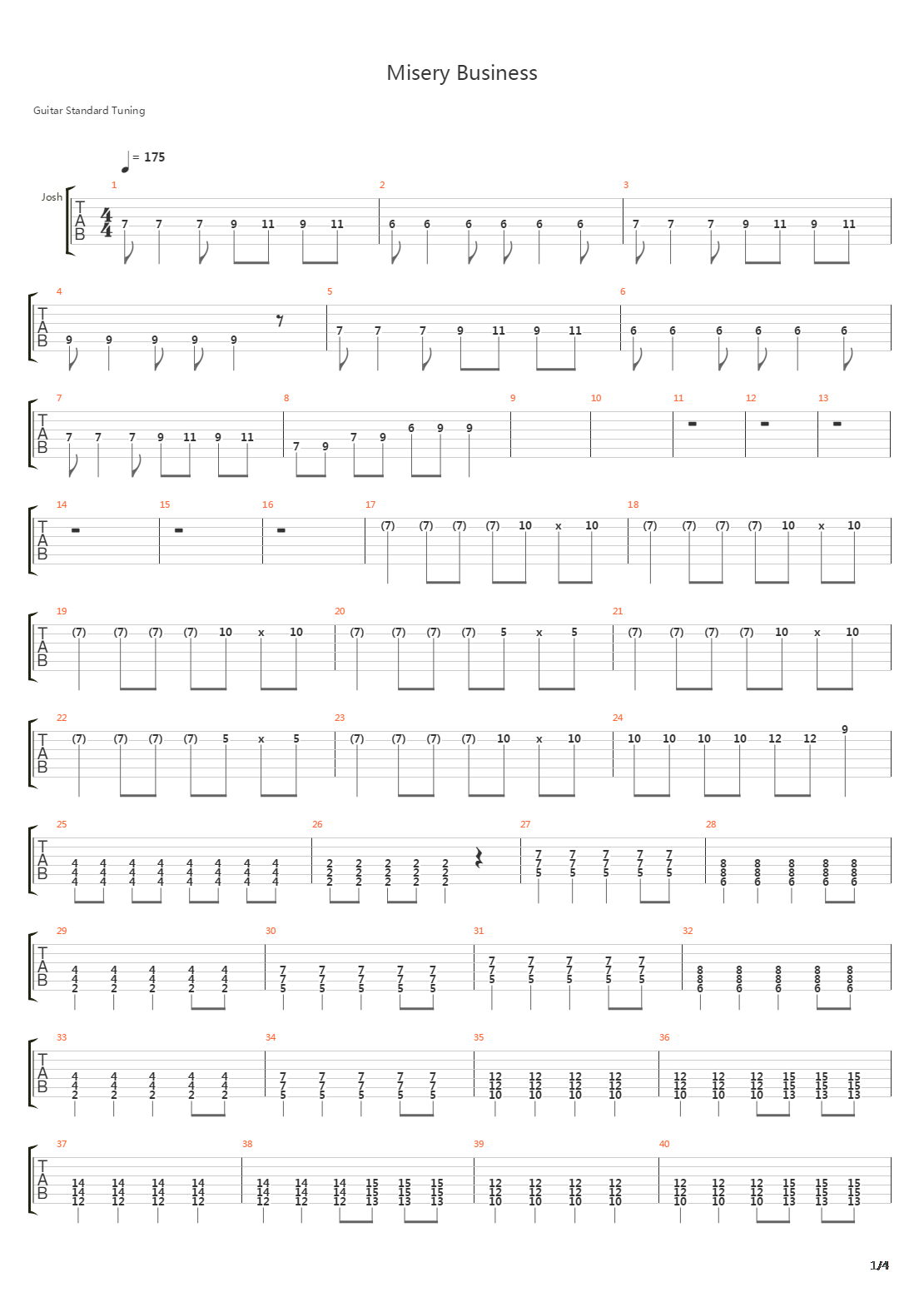 Misery Business吉他谱