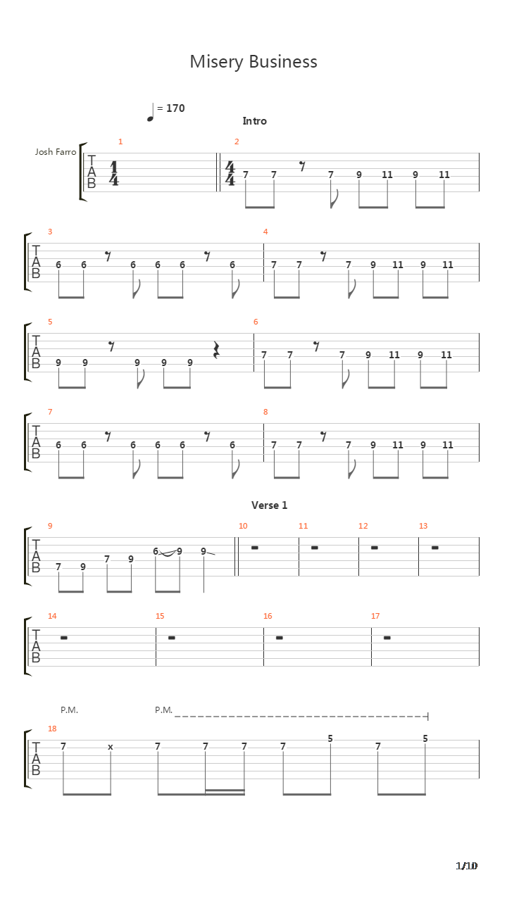 Misery Business吉他谱