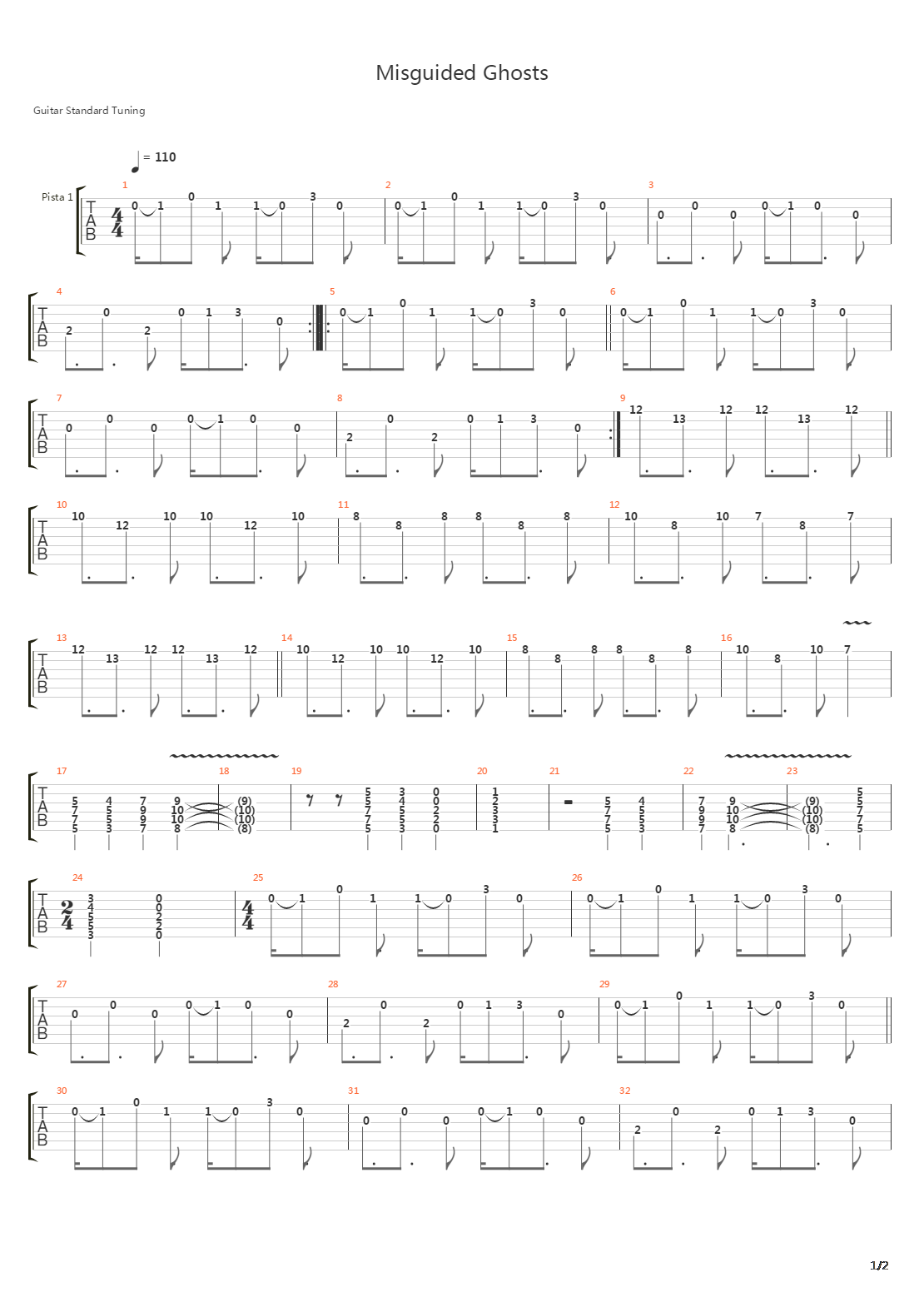 Misguided Ghosts吉他谱