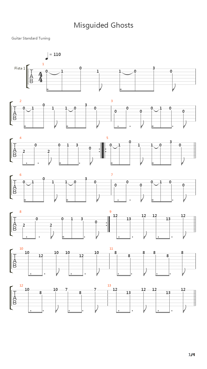 Misguided Ghosts吉他谱