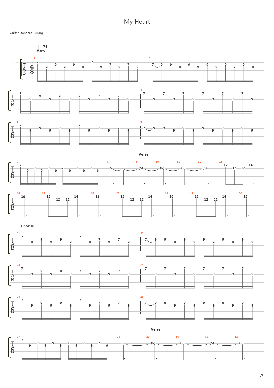 My Heart吉他谱