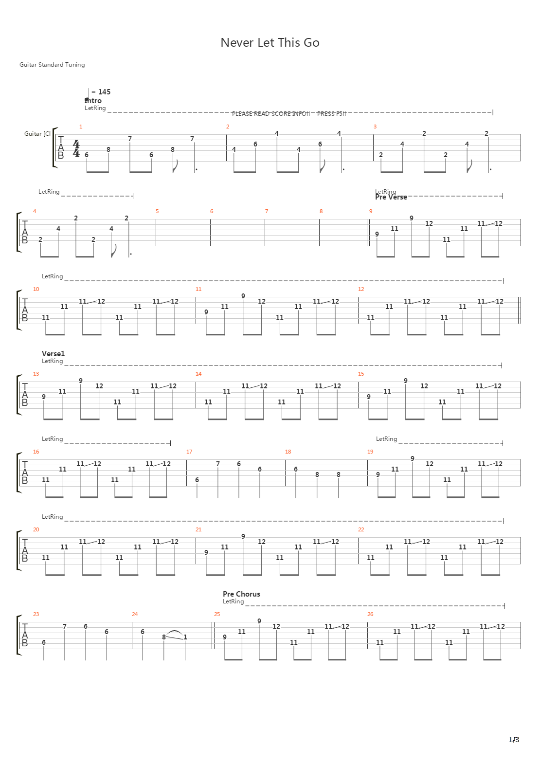Never Let This Go吉他谱
