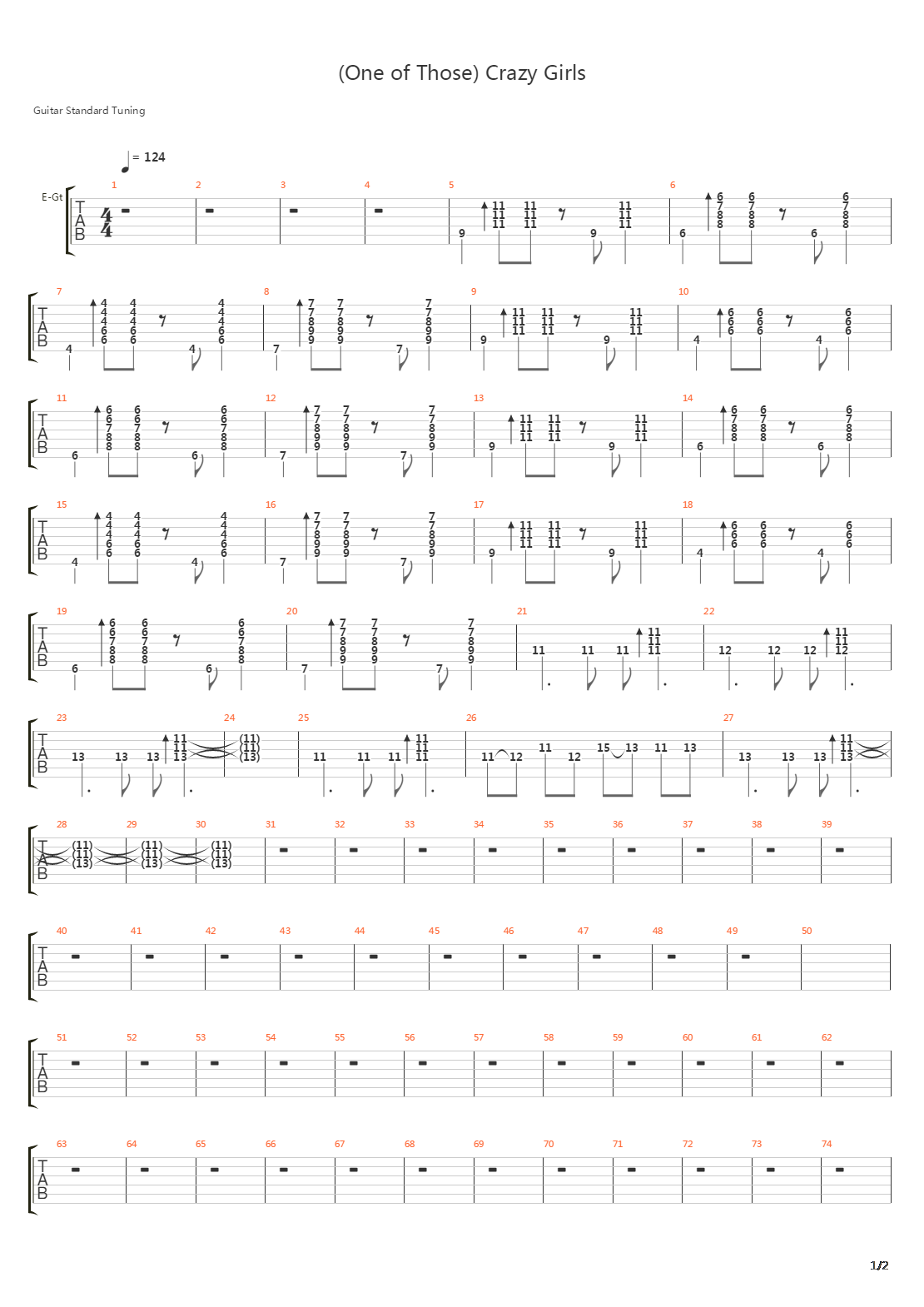 One Of Those Crazy Girls吉他谱