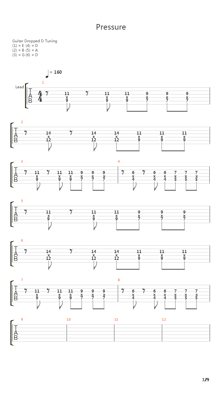 Pressure吉他谱