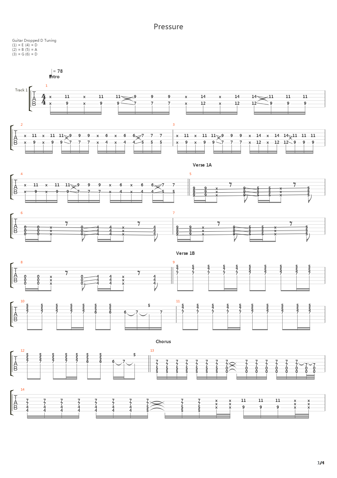 Pressure吉他谱