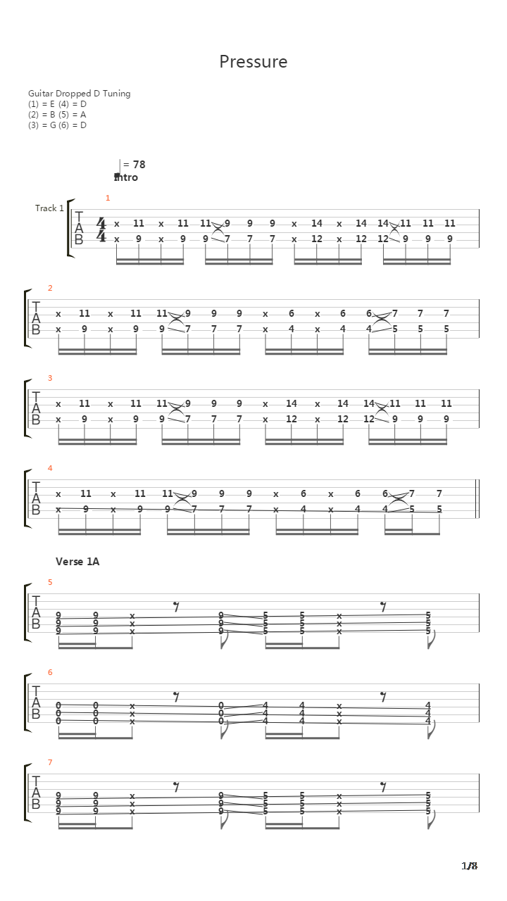 Pressure吉他谱