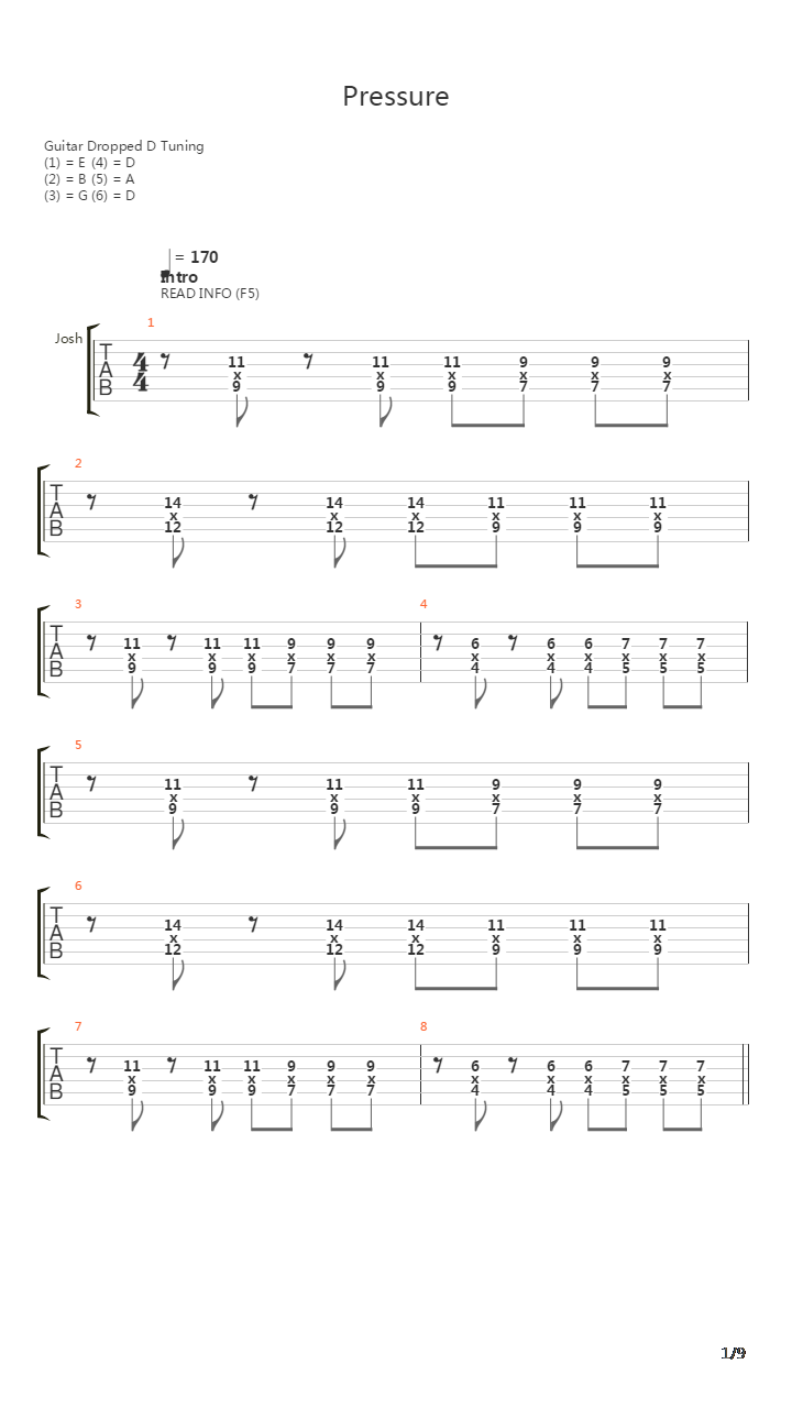 Pressure吉他谱