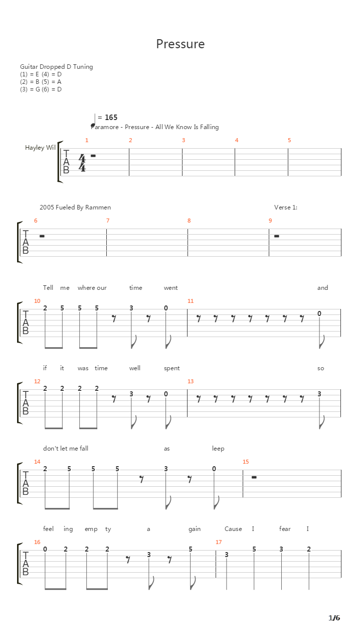 Pressure吉他谱