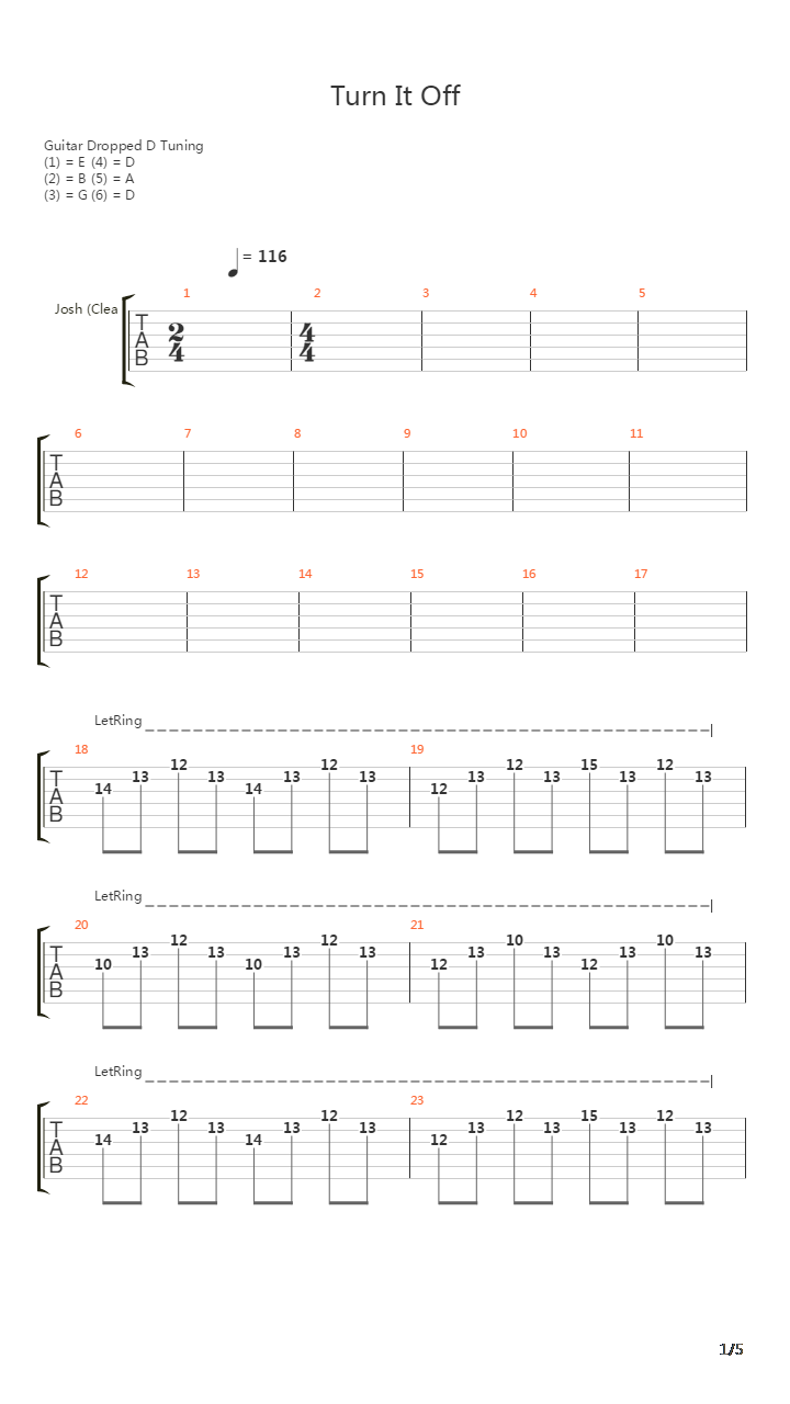 Turn It Off吉他谱