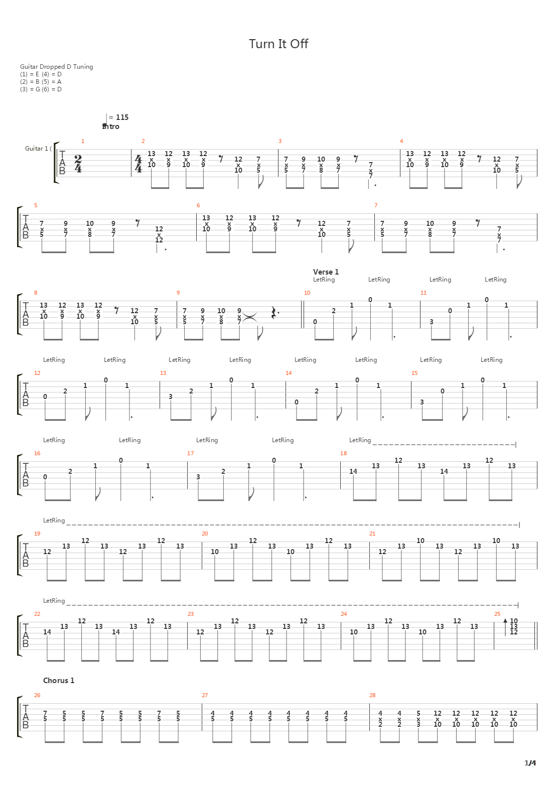 Turn It Off吉他谱