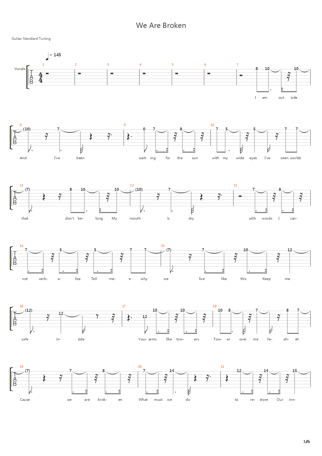 We Are Broken吉他谱