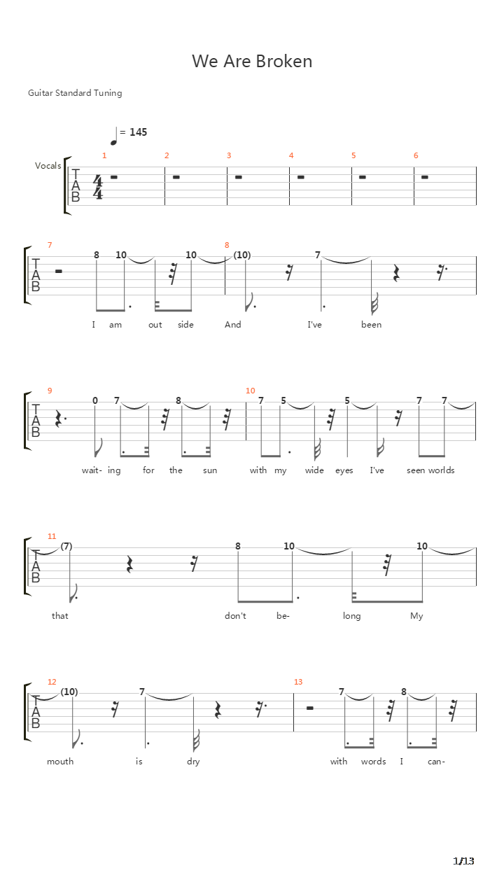 We Are Broken吉他谱