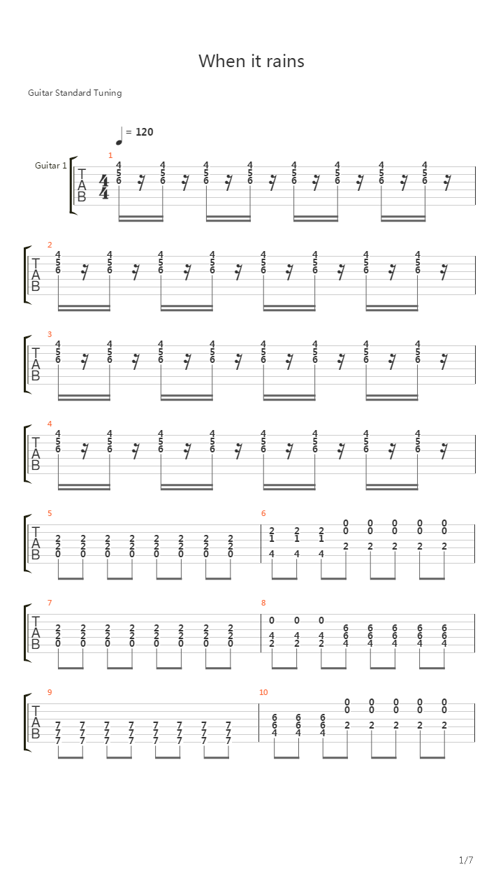 When It Rains吉他谱