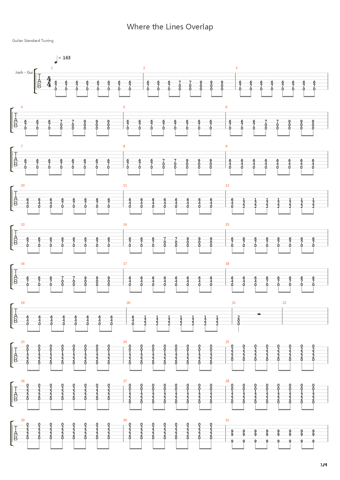 Where The Lines Overlap吉他谱