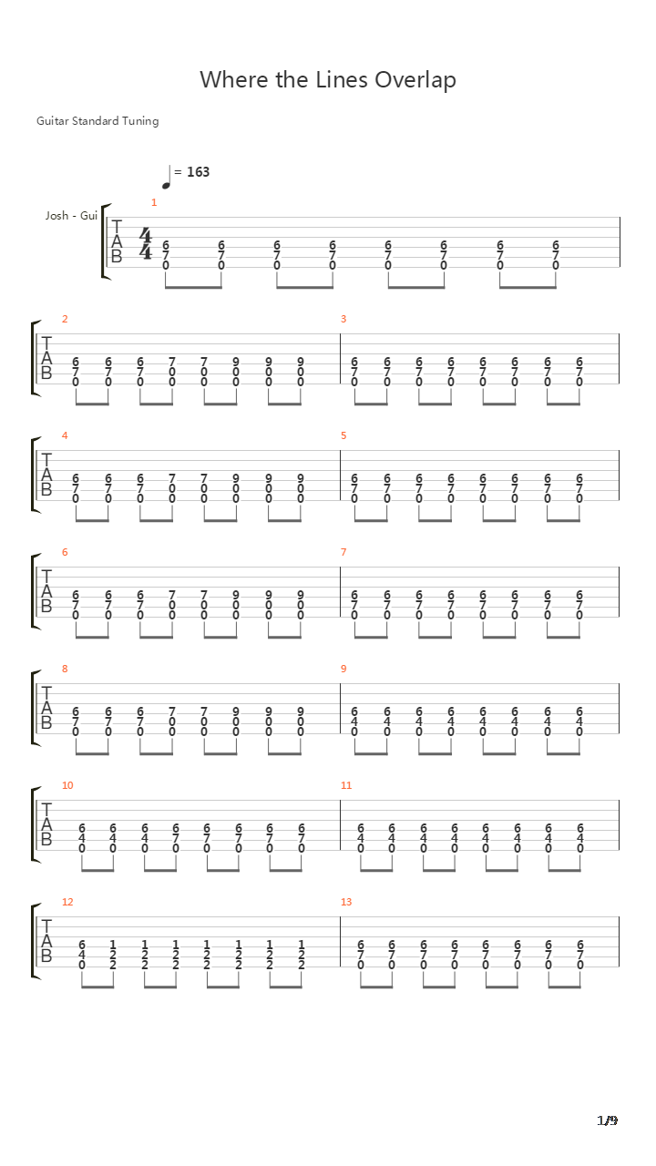 Where The Lines Overlap吉他谱