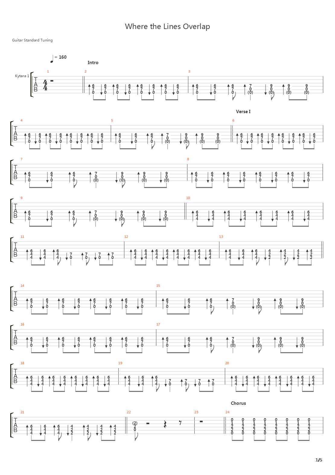 Where The Lines Overlap吉他谱