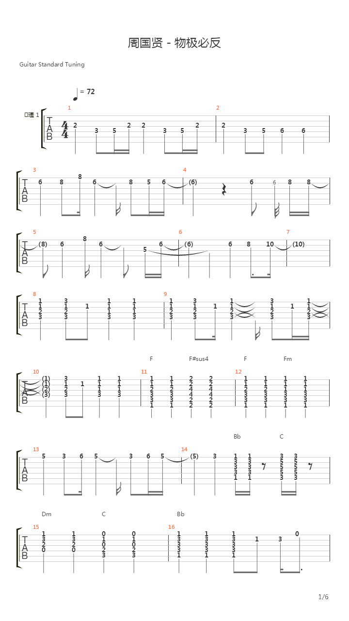 物极必反吉他谱