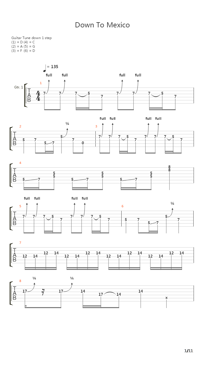 Down To Mexico吉他谱