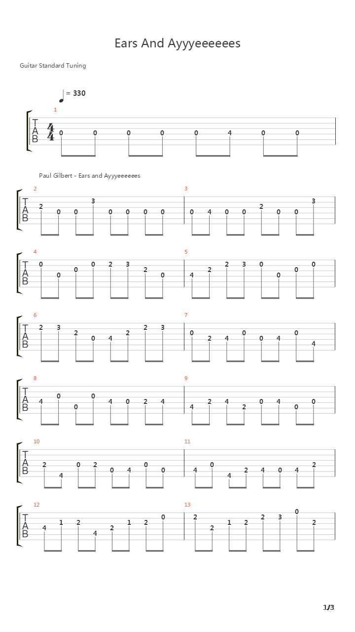 Ears And Ayyyeeeeees吉他谱