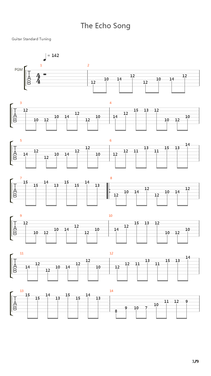 Echo Song吉他谱