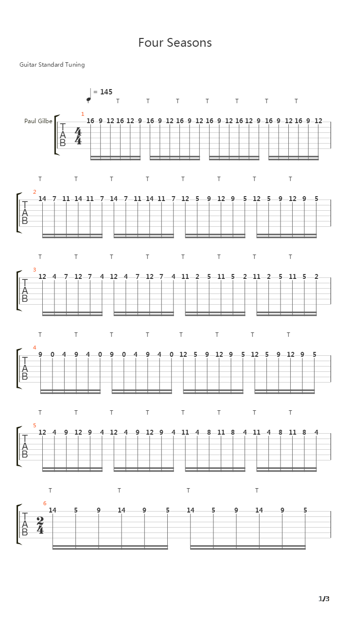 Four Seasons吉他谱