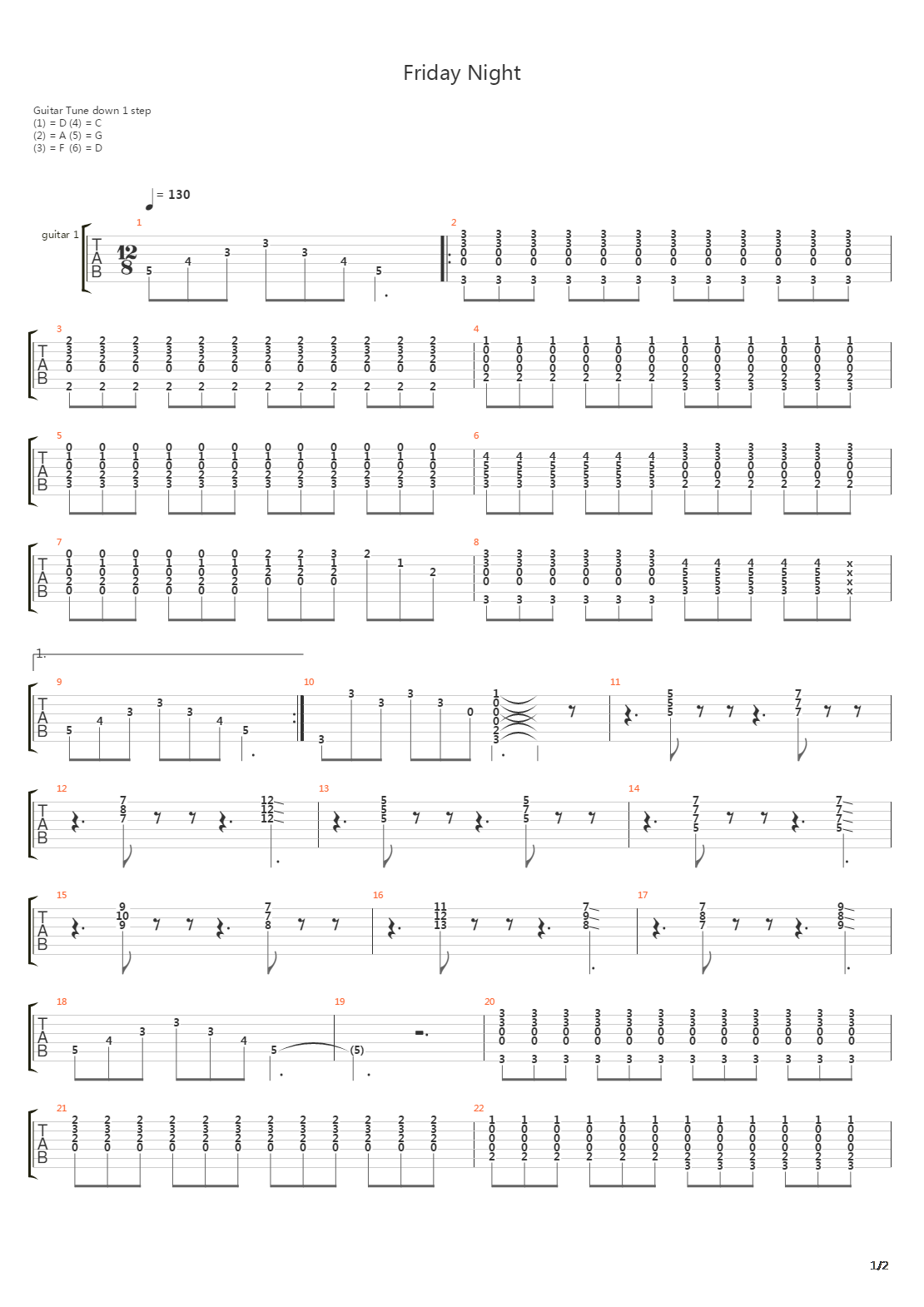 Friday Night吉他谱