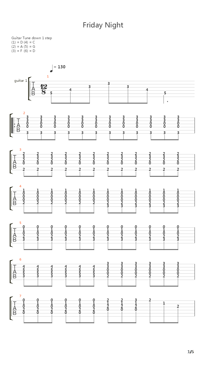 Friday Night吉他谱