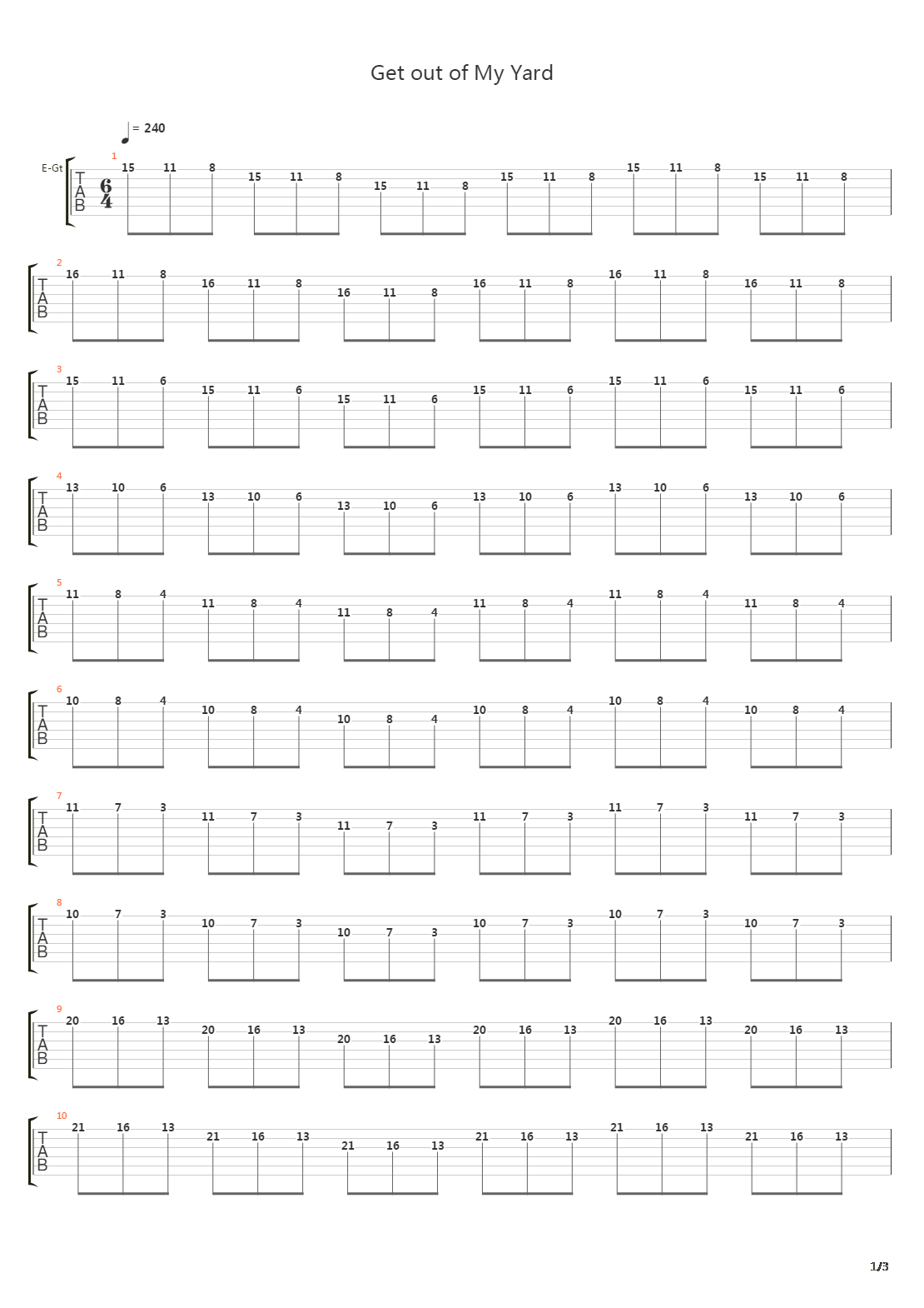 Get Out Of My Yard吉他谱