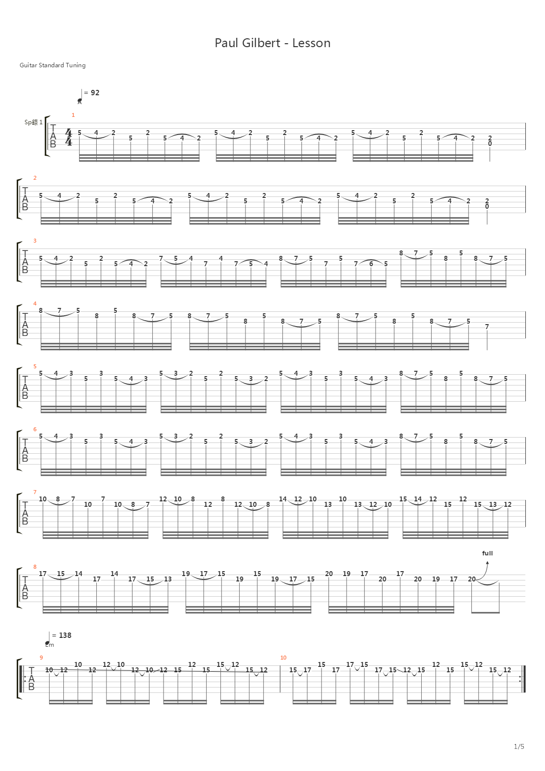 Paul Gilbert - Lesson吉他谱