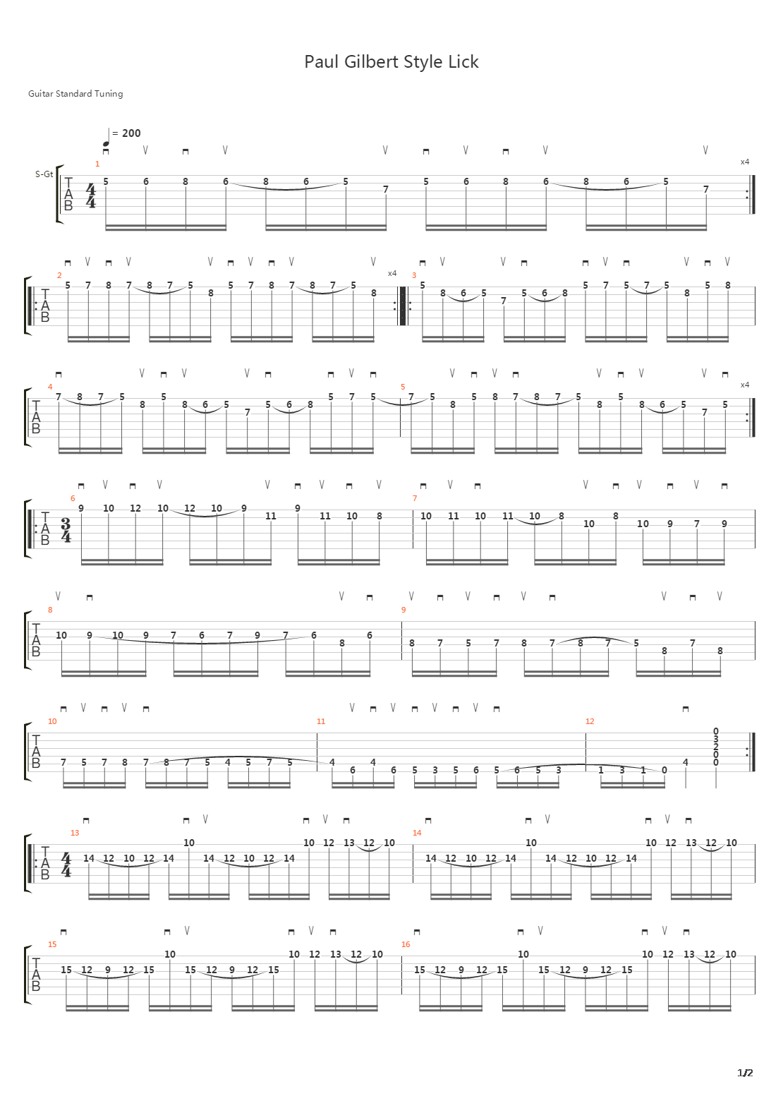 Paul Gilbert Style Lick吉他谱